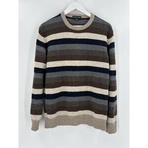 Bergdorf Goodman Vintage Sweater Mens XXL 2XL Brown Gray Striped Cashmere Knit